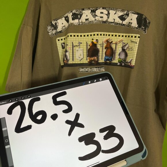 XXL Y2K Alaska When Nature Calls Wildlife Funny Tee - Picture 5 of 5